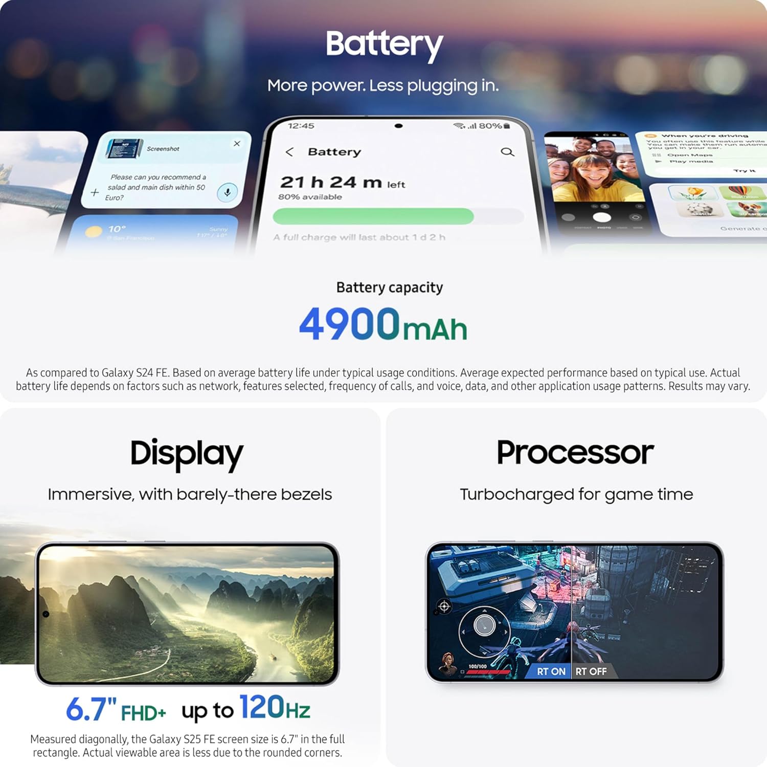Samsung Galaxy S25 FE Cell Phone (2025), 128GB AI Smartphone, Unlocked Android, Large Display, 4900mAh Battery, High Res-Camera, AI Photo Edits, Durable, US 1 Yr Warranty, JetBlack | AI Smartphone, Large Display, 4900mAh Battery, High Res-Camera, AI Photo Edits, US 1 Yr Warranty - Image 2