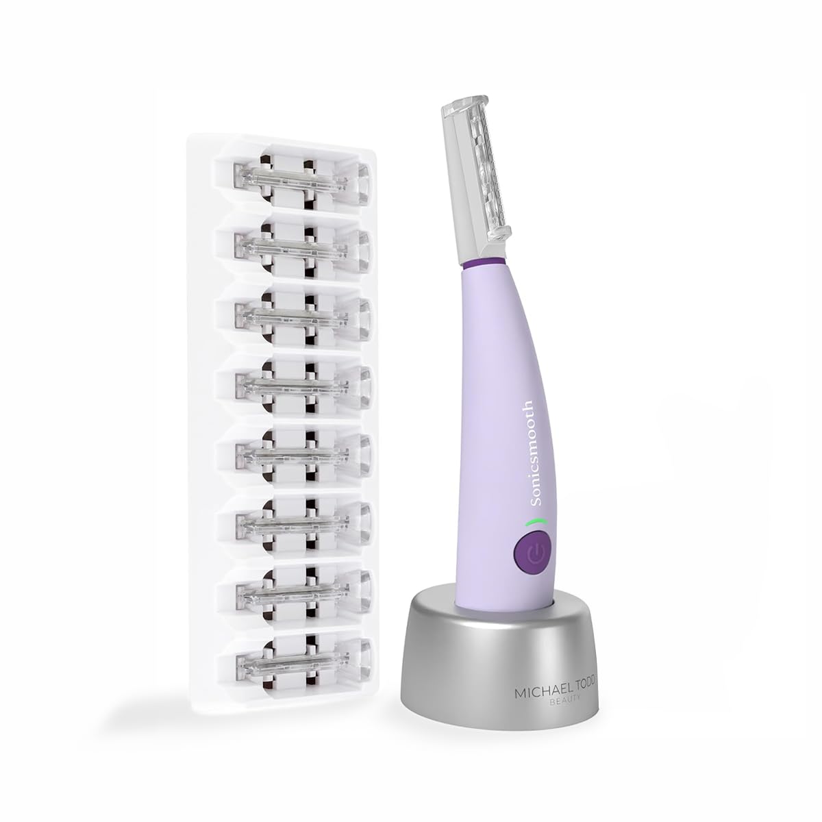 Michael Todd Beauty Sonicsmooth Dermaplane Razor for Women Face + Eyebrow trimmer Dermaplaning System - Peach Fuzz Remover - 8 Weeks of Dermaplaning Blades