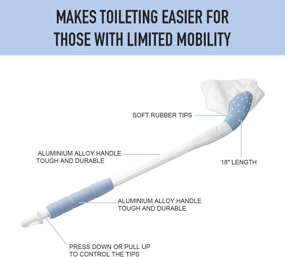 EASACE Toilet Wiping Aid, 18 Inch Extended Reach Comfort Tool, Self Assist Tissue Holder for Limited Mobility, Seniors - Image 4