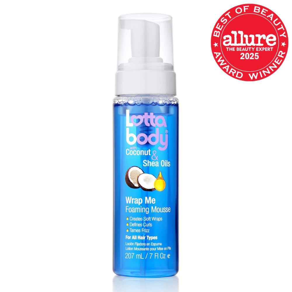 Lottabody Wrap Me Foaming Mousse with Coconut & Shea Oils, Lightweight Moisture-Rich Curl-Defining & Frizz-Control Styling Mousse for Natural Curly, Coily & Relaxed Hair, 7 oz - Image 2