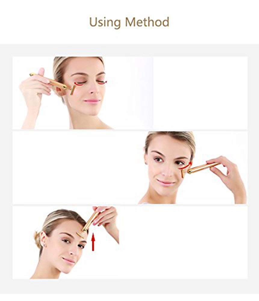 Beauty Bar 24k Golden Pulse Facial Massager, T-Shape Electric Sign Face Massage Tools for Sensitive Skin Face Pull Tight Firming Lift - Image 4