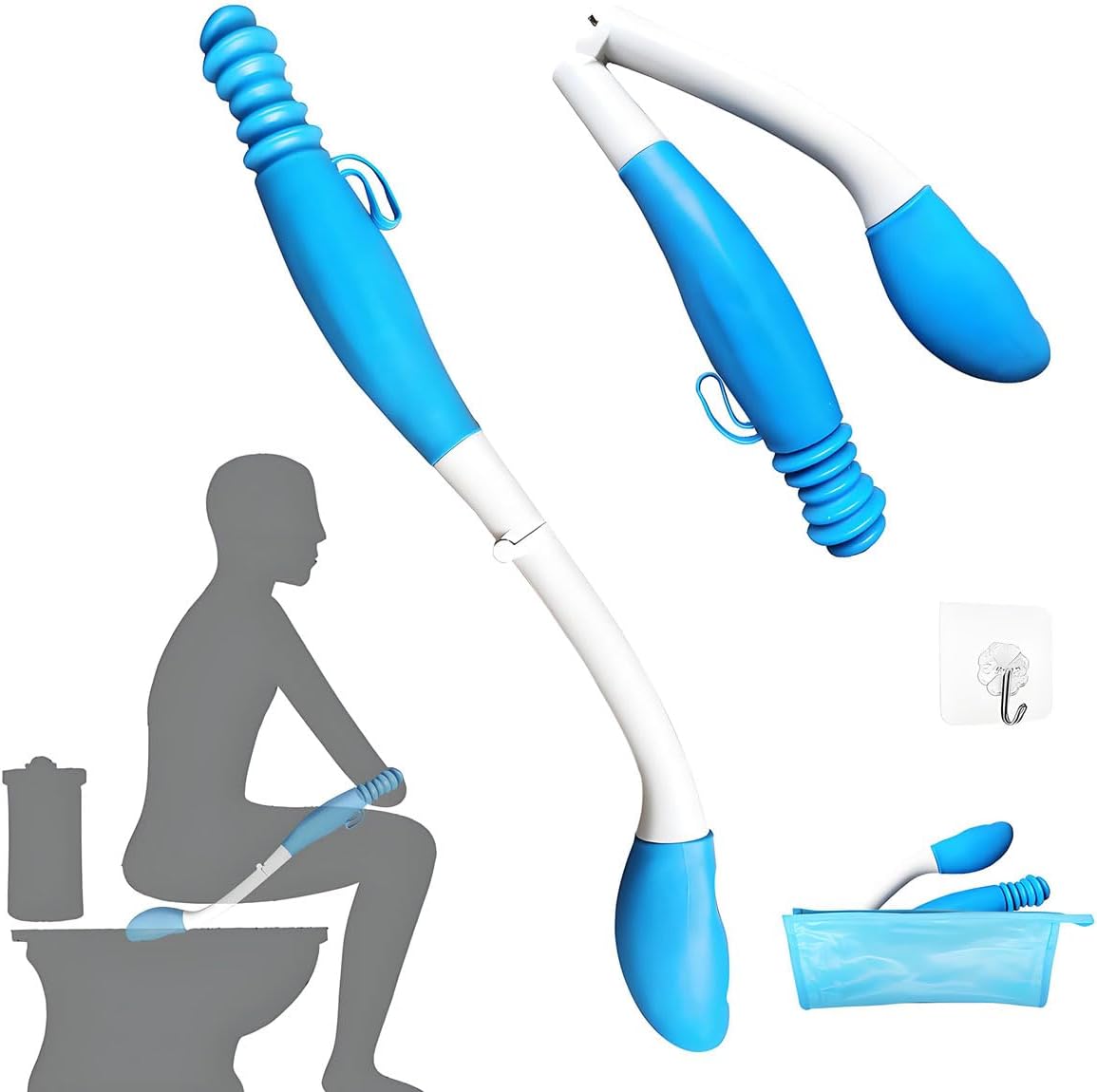 Foldable Butt Wiper Tool - Toilet Aids for Wiping Bottom Buddy Wiper Self Wipe Assist Wand - Daily Living Bathroom Aids for Limited Mobility