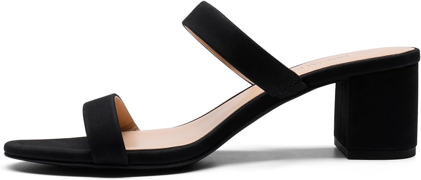 DREAM PAIRS Women's Two Strap Open Toe Low Block Chunky Heels Sandals Dress Pumps Casual Summer Mules Shoes - Image 4