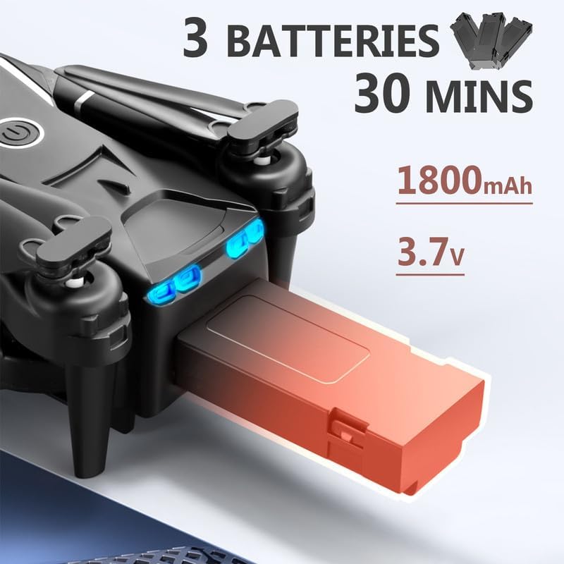 FLYVISTA Cool Mini Drone with Camera for Kids Adults Beginners, 1080P FPV Camera Remote Control Drone for Kids with 3 Batteries, One-Click Take Off/Landing, Altitude Hold, Headless Mode, 360° Flips, 3-Gear Speeds , Emergency Stop, Toys Gifts for Adults Beginner and Kids - Image 5