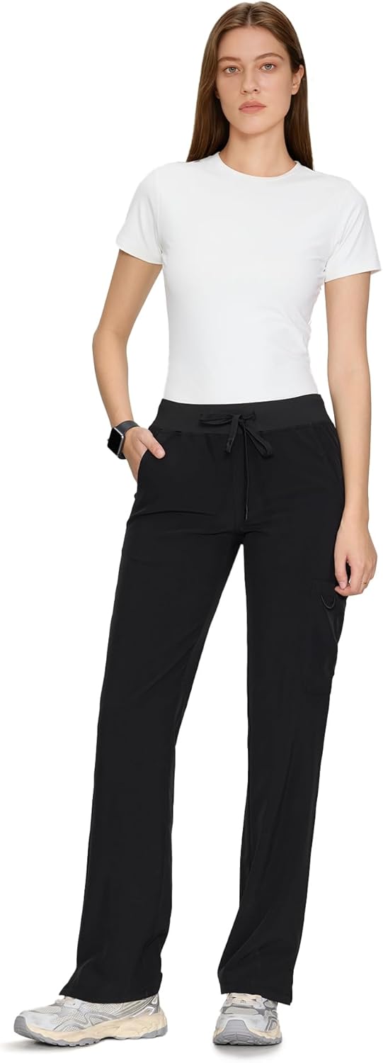 floralhue Women's Scrub Pants - Breathable & Soft Straight-Leg Pull-on Cargo Pant,Drawstring Bottoms with 3 Pockets - Image 3