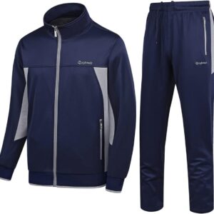 Men’s Casual Athletic Tracksuit Long Sleeve Sweatsuit Set Full Zip Running Jacket and Pants 2 Piece Outfits