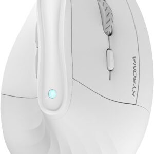KYSONA 57° Ergonomic Wireless Tower Mouse, Vertical Quiet Ergo Mouse, Bluetooth(BT5.0,BT3.0)&2.4G, (800/1200/2400/2400/4000), 5 Buttons for Windows, macOS, iPadOS, Laptop, PC,White