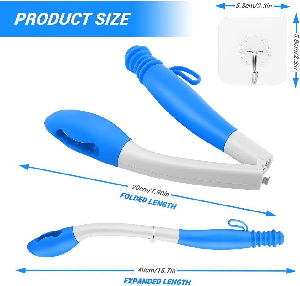 Jhua Foldable Butt Wiper Tool for Women Men Toilet Aids for Wiping 15.7" Long Comfort Bottom Buddy Wiping Aid, Self Wipe Assist Toilet Aids Wand for Disabled, Elderly, Overweight, Pregnant People - Image 2