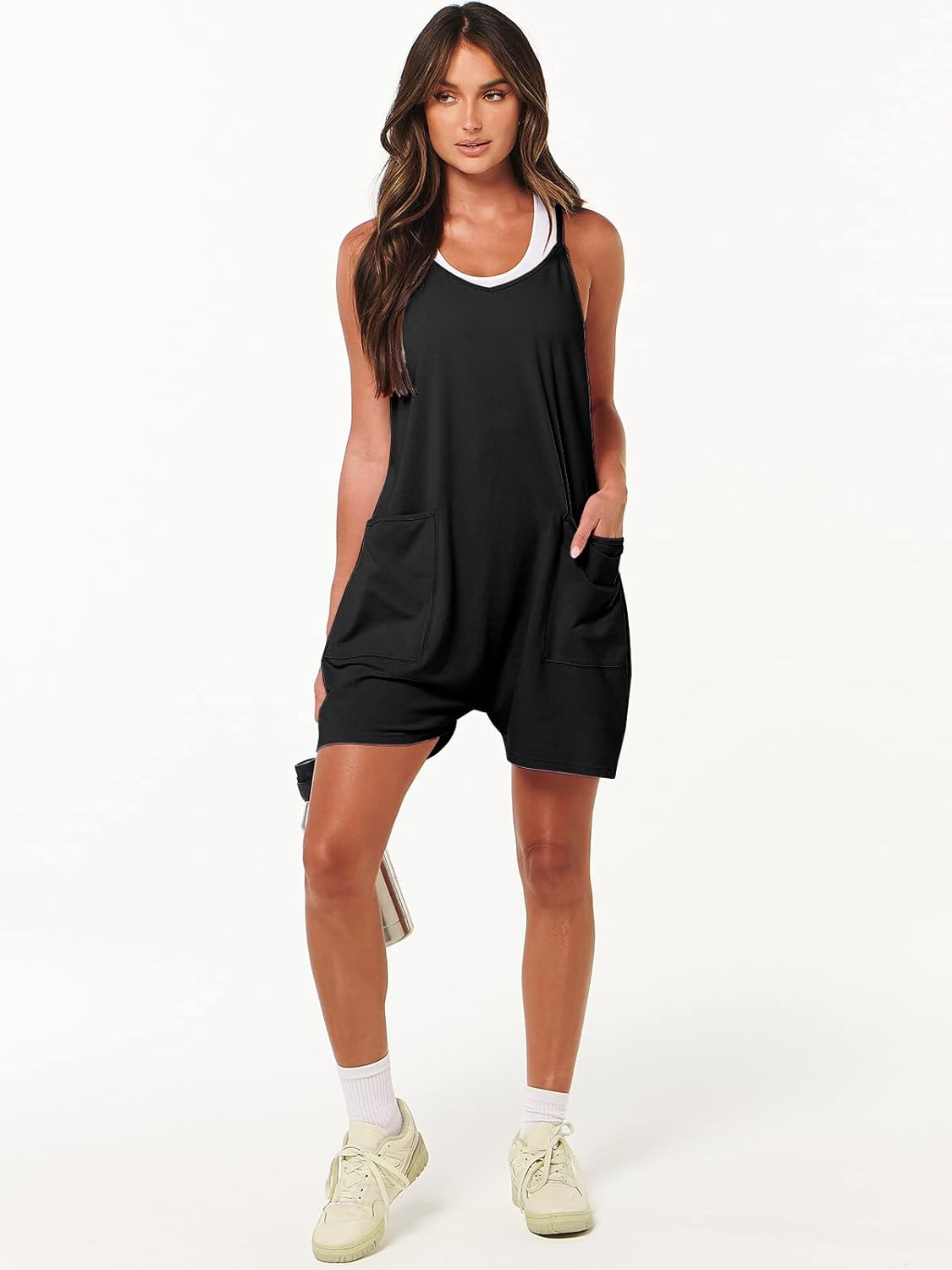 ANRABESS Womens Rompers Summer Casual Loose Sleeveless Overalls Spaghetti Strap Shorts Jumpsuit 2026 Beach Vacation Clothes - Image 7