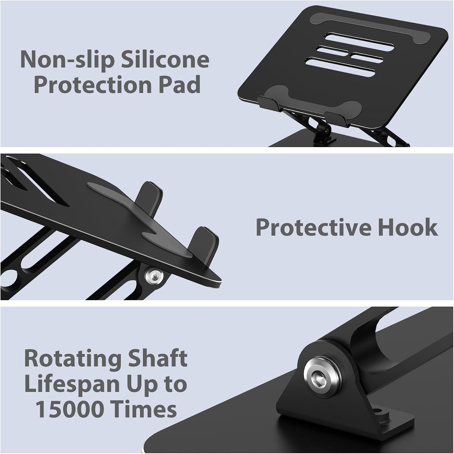 Adjustable Laptop Stand for Desk, Metal Foldable Laptop Riser Holder, Portable Desktop Book Stands, Ventilated Cooling Computer Notebook Stand Compatible with 10-15.6” Laptops - Image 6