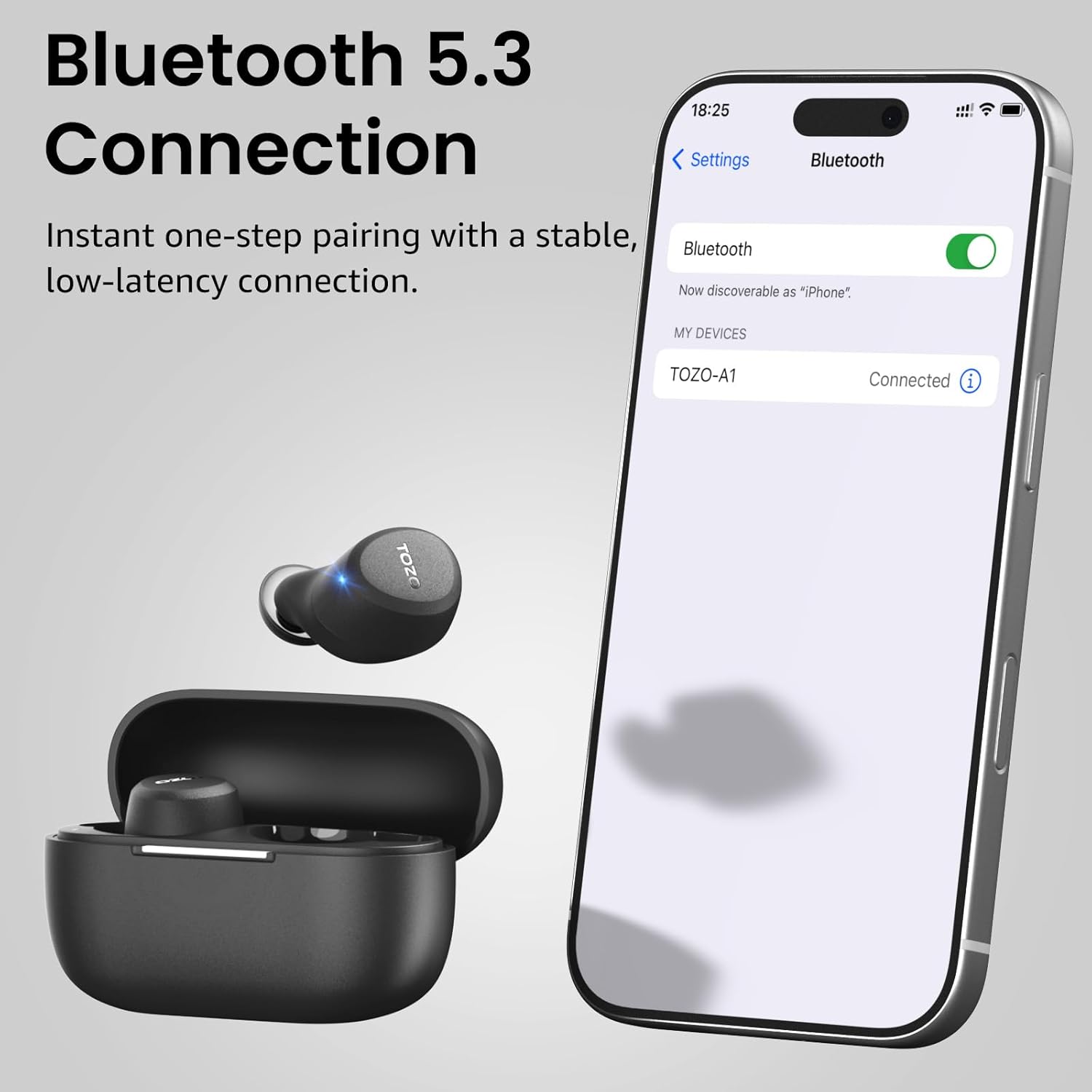 TOZO A1 Wireless Earbuds Bluetooth 5.3 Light Weight in Ear IPX5 Waterproof Headphones 2 Mic for AI Calls, Immersive Premium Sound Bass Headset with Charging Case, 32 Presets EQ Customization via App - Image 9
