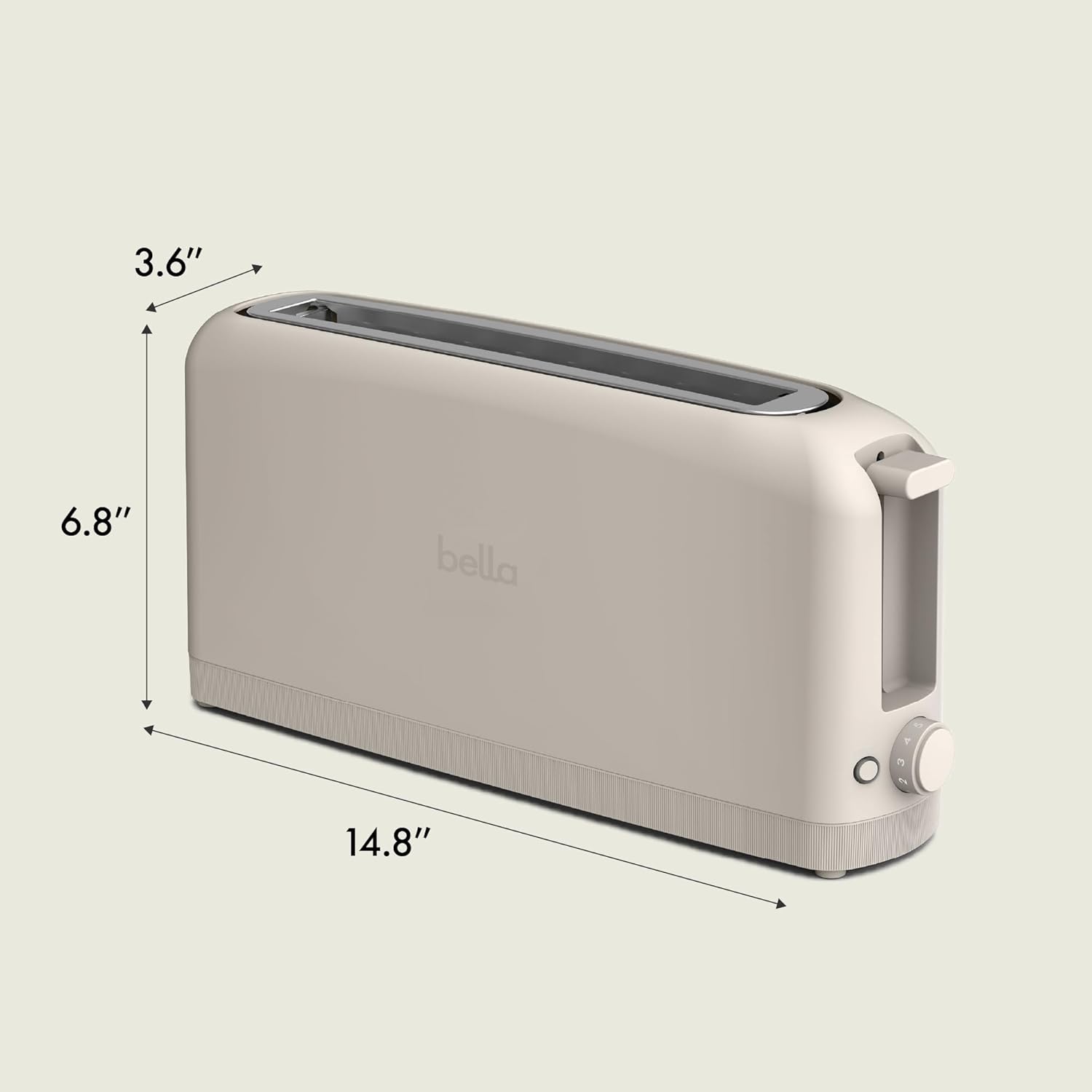 bella 2 Slice Slim Toaster, Fits-anywhere™ Kitchenware, 6 Setting Shade Control with Reheat & Cancel Buttons, Fits sourdough, 10” Long Slot, Anti Jam & Auto Shutoff, 900 Watt, Oatmilk - Image 8