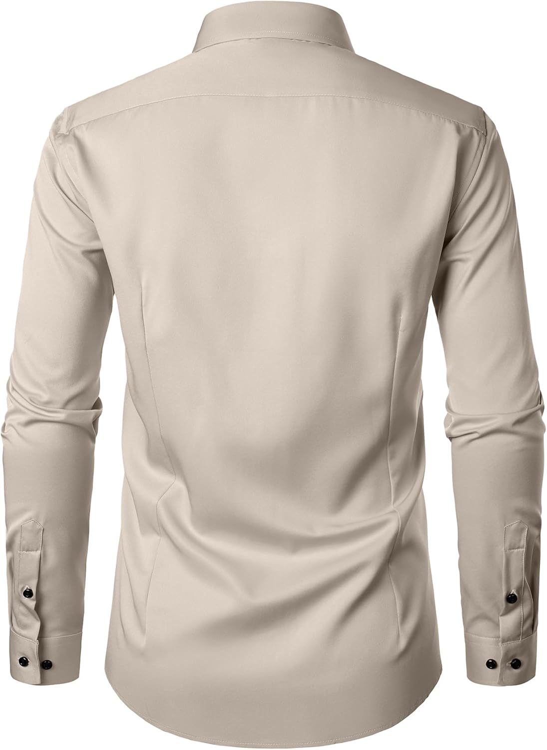 JEMITOP Men's Stretch Wrinkle Free Dress Shirt Formal Prom Wedding Long Sleeve Button Down Shirts - Image 4