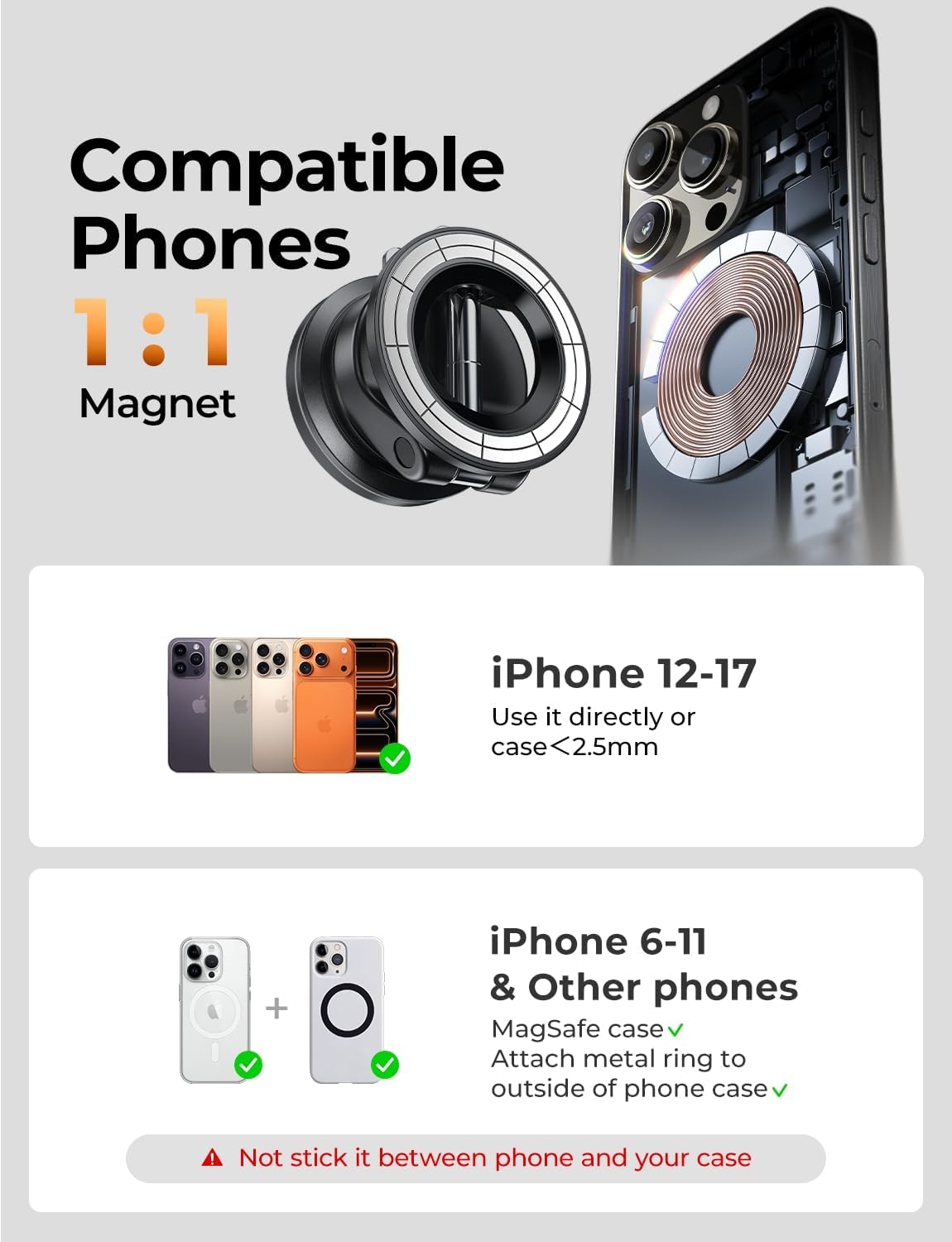 LISEN for Magsafe Car Mount, Magnetic Phone Holders for Your Car, Vacuum Phone Mount for Car Accessories for Women Men Jeep BMW, SuctionPro Gifts Kits, for iPhone 17 Pro Max 16 15 14 13 12 - Image 7