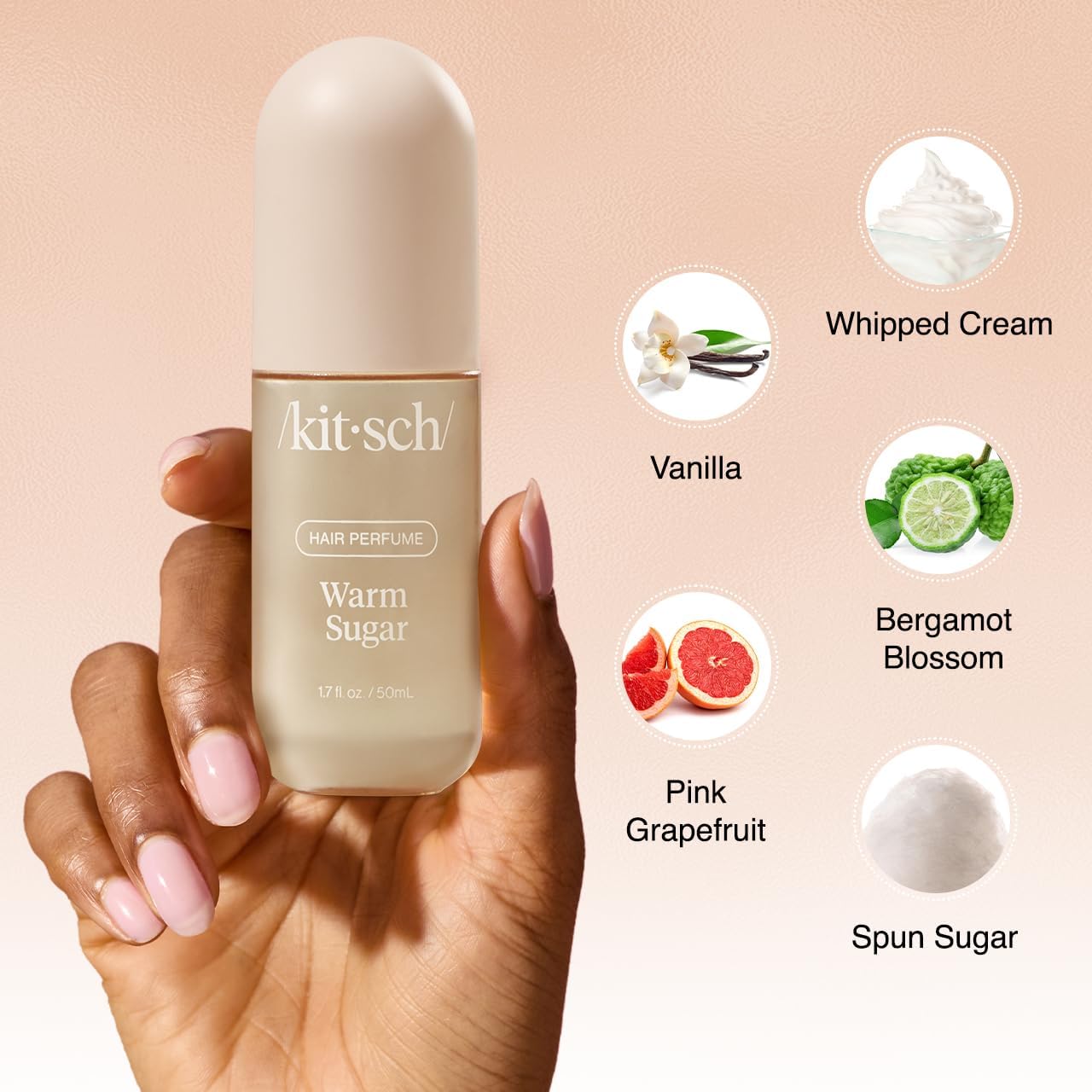 Kitsch Hair Perfume for Women - Warm Sugar | Clean, Deodorizing & Patented Odor-Eliminating Technology Hair Spray & Body Mist - Freshen Hair, Body & Pillows - Pink Grapefruit & Vanilla Scent - 50mL - Image 6