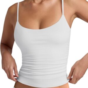 PINKMSTYLE Women’s Basic Double Lined Scoop Neck Tank Tops Adjustable Cami Tank Summer Sleeveless Tops