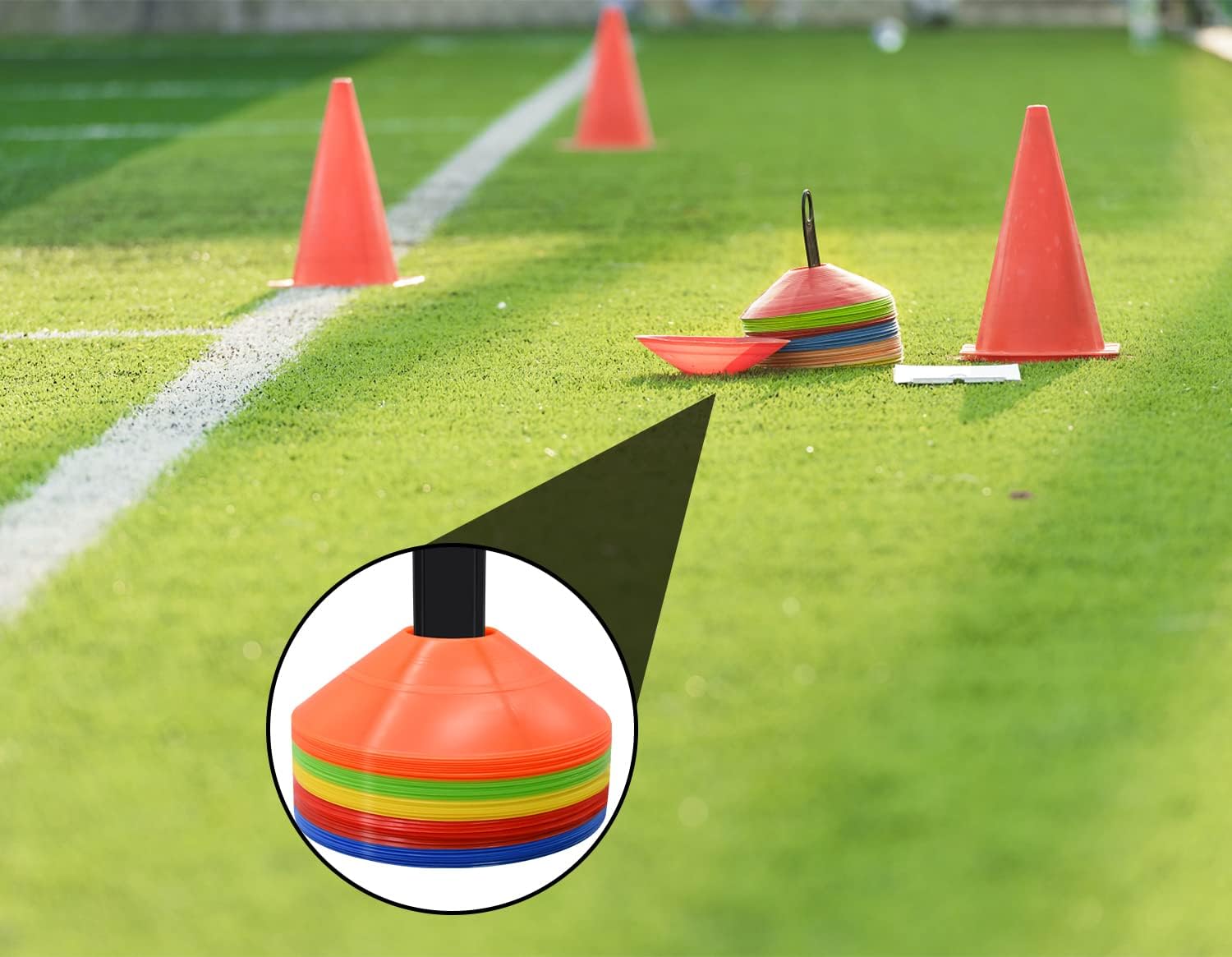 25/50/100pcs Disc Cones, Agility Soccer Cones with Carry Bag and Holder, Soccer Cones for Sports Training, Football, Soccer, Basketball, Coaching, Practice Equipment, 5 Color - Image 7