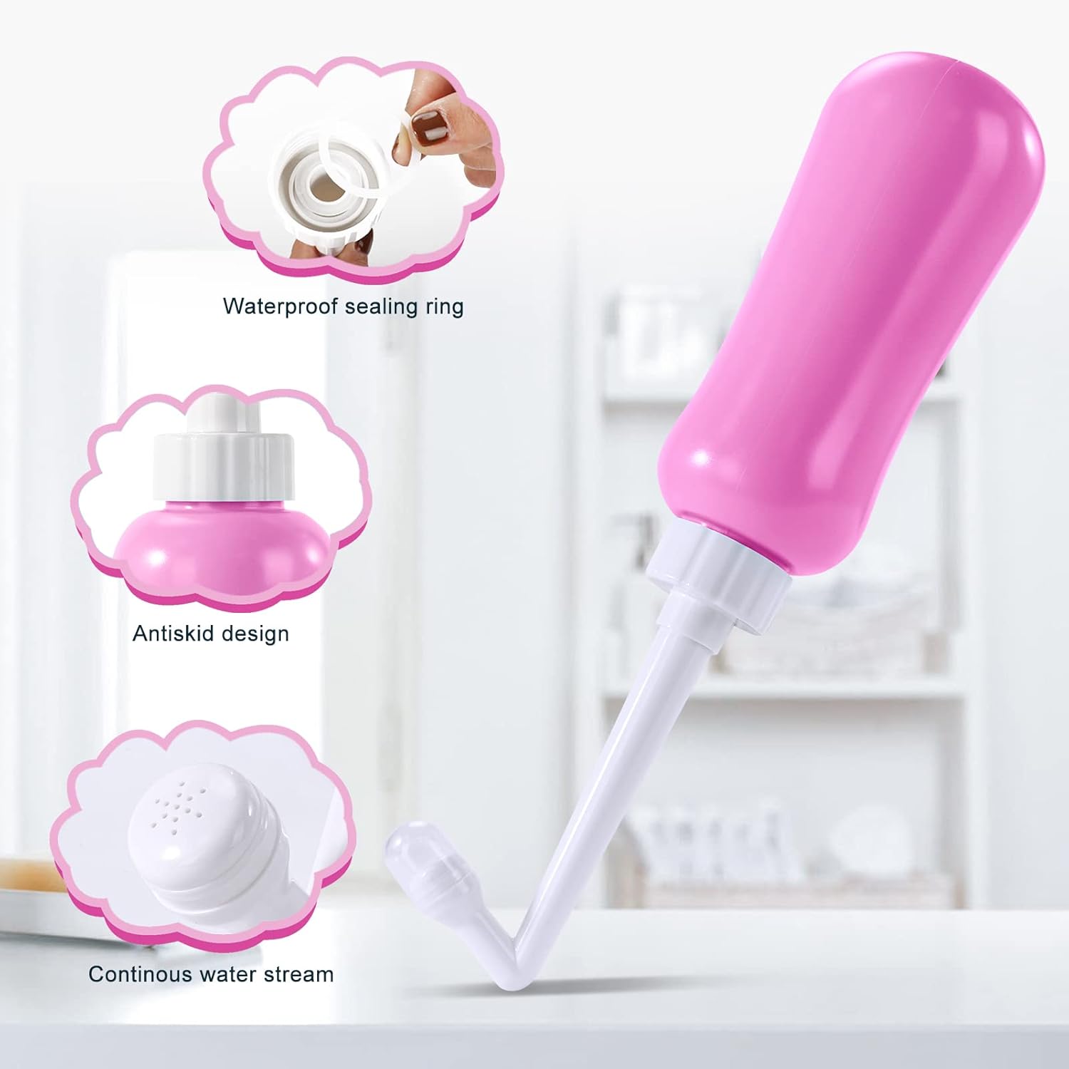 Portable Bidet Travel Large Capacity 450ml(15oz) Personal Toilet Handheld Pink - Image 2
