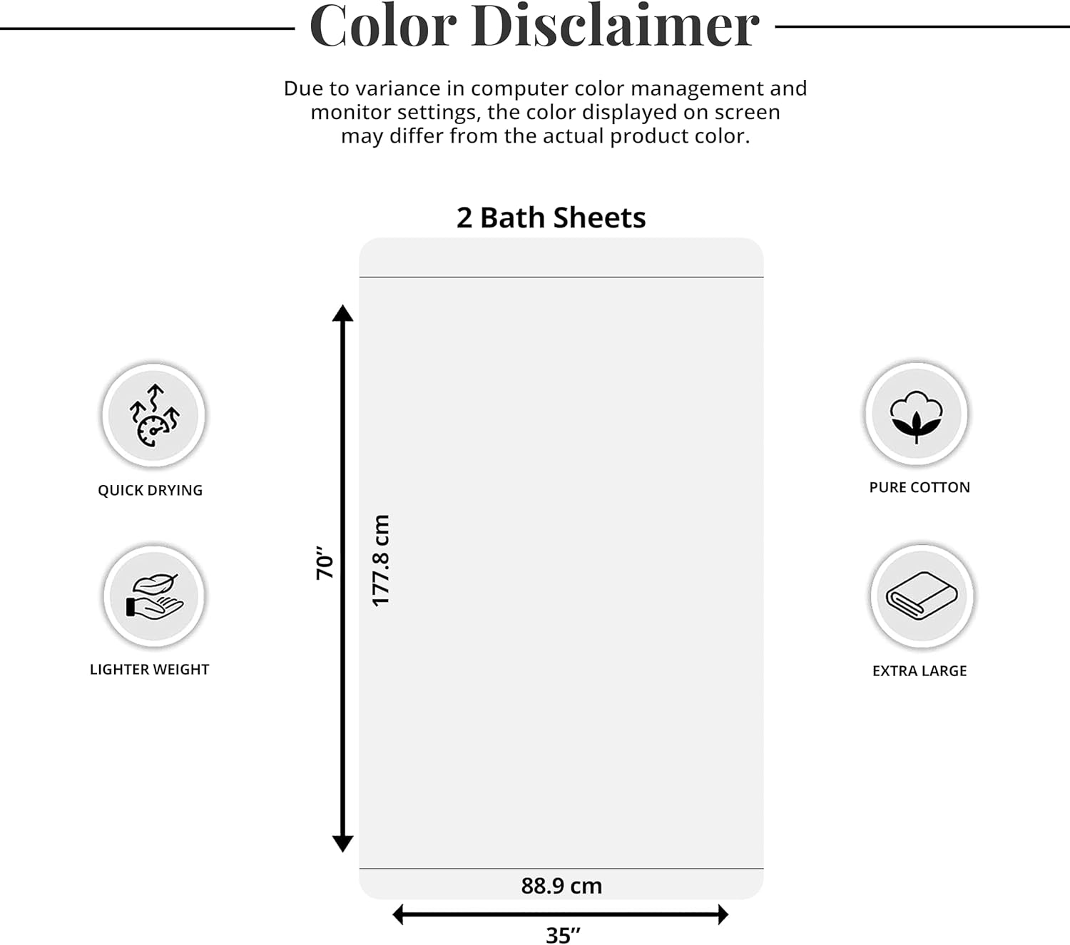 Tens Towels Pack of 2 Extra Large Bath Sheets 35 x 70 Inches, 100% Cotton, Larger & Lighter Weight, Quicker to Dry, Super Soft & Absorbent, Oversized Bath Towels, Dark Grey - Image 6