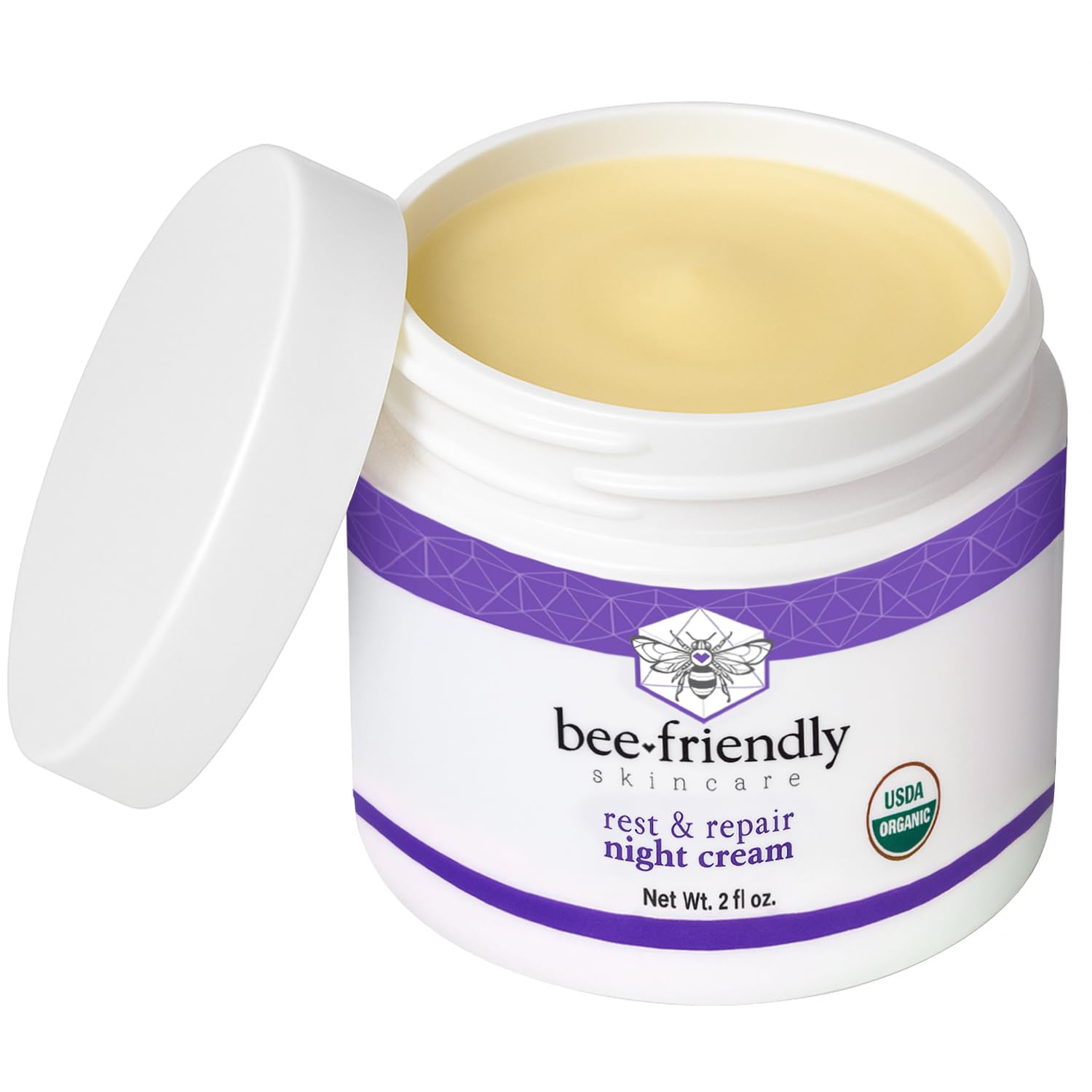 BeeFriendly Organic Night Cream, USDA Certified Organic, Deep Hydrating & Moisturizing Night Time Eye, Face, Neck & Decollete Cream for Women and Men, Anti Aging, Anti Wrinkle 2 oz - Image 5
