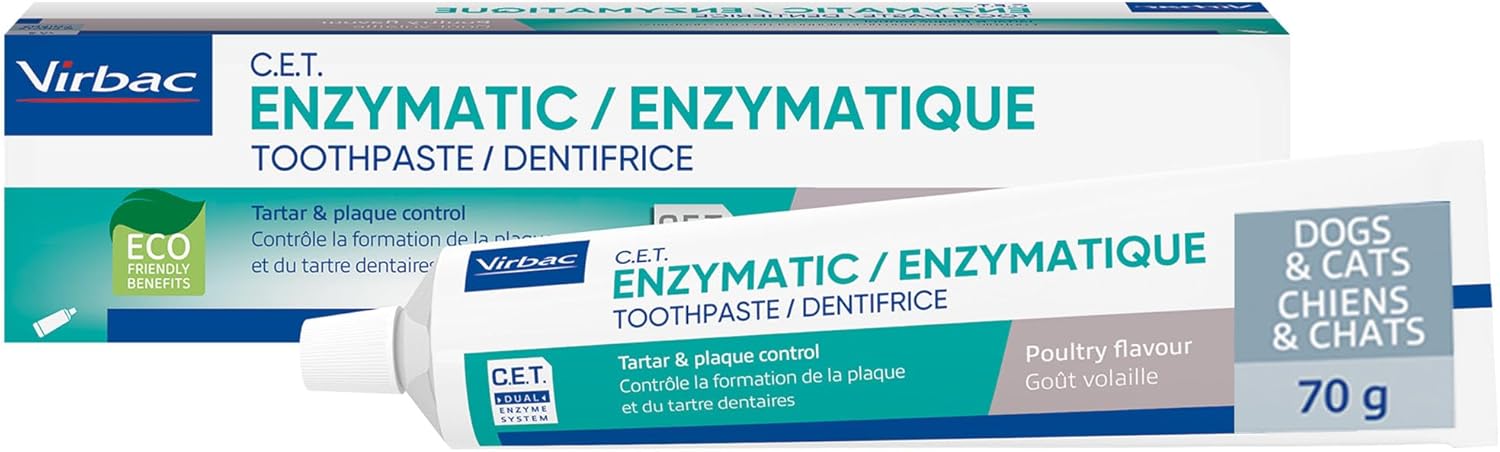 Virbac C.E.T.® Enzymatic Toothpaste| Tartar & Plaque Control for Fresh Breath | Pet Dental Care Toothpaste | Poultry Flavor, 2.5 oz