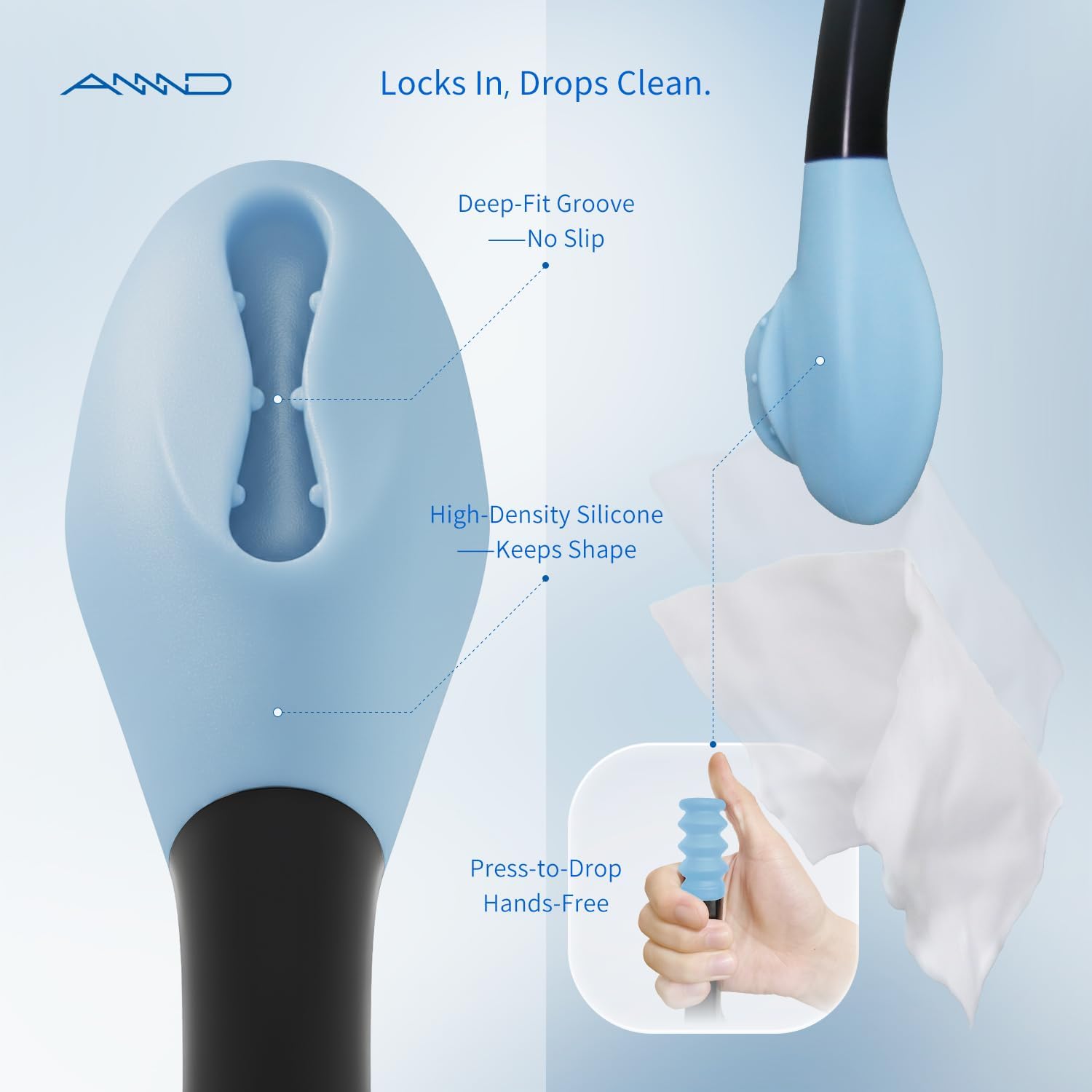 Bottom Buddy Wiping Aid – Upgraded Toilet Tissue Aids Wand for Wiping Bottom, 15.6" Long for Elderly, Overweight, Pregnant, and Limited Mobility, Blue - Image 2
