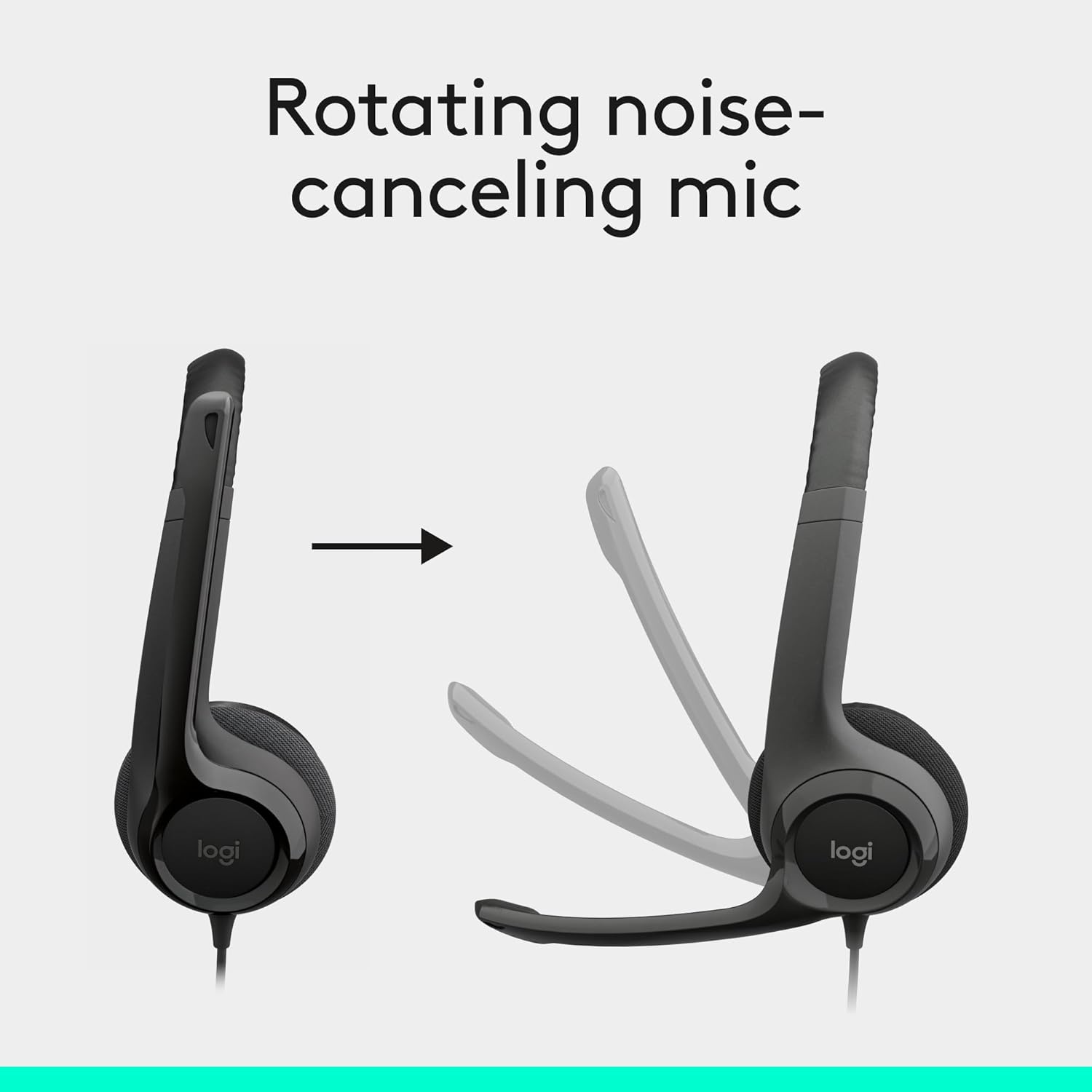 Logitech H390 Wired Headset for PC/Laptop, Stereo Headphones with Noise Cancelling Microphone, USB-A, in-Line Controls, Works with Chromebook - Black - Image 4
