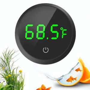 QZQ Fish Tank Thermometer Aquarium Thermometer Wireless Touch Stick Digital Aquarium Thermometer LED Display ±1°F for Monitoring The Fish Tank Aquarium Temperature Accessories (Black)