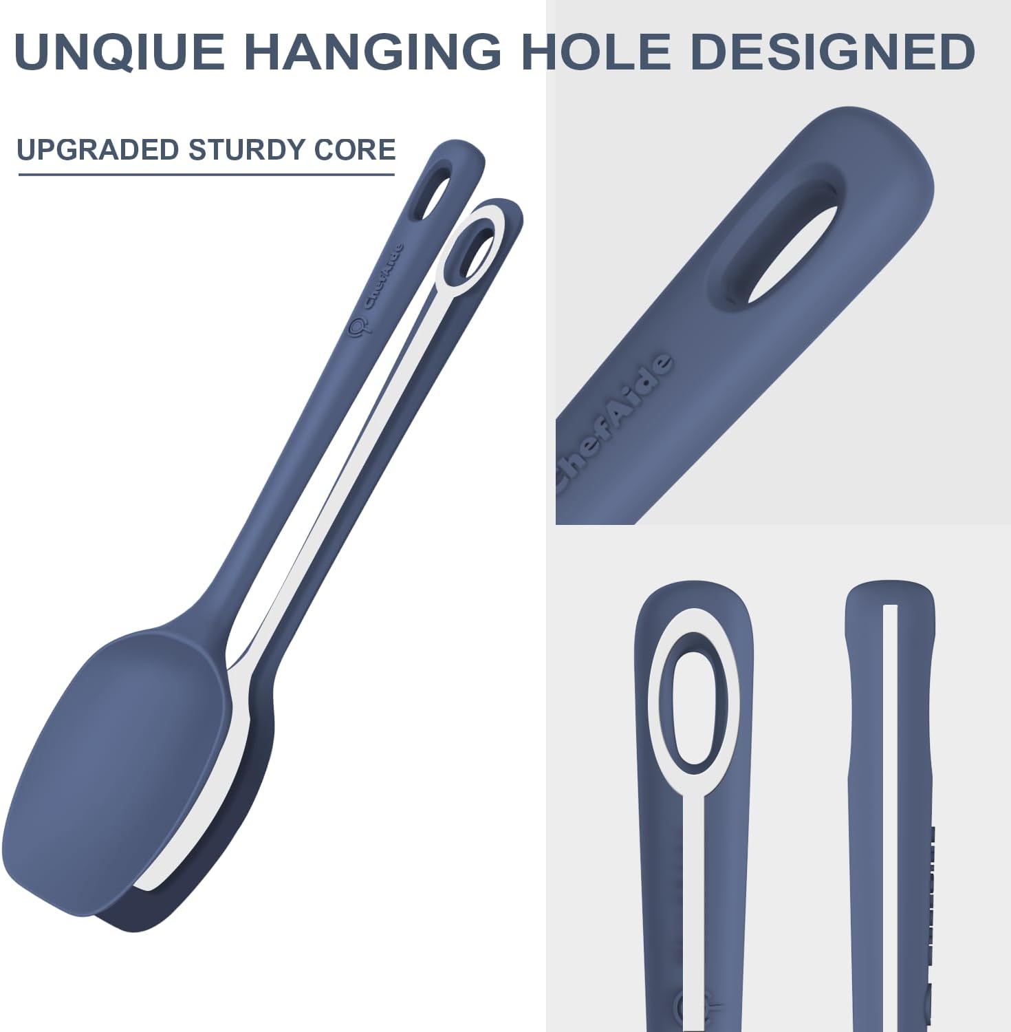 ChefAide 5 Pieces Silicone Spatula Set, Food Grade Rubber Spatula, Upgrade Strong Handle with Ergonomic Grip, Heat Resistant Up to 600°F for Nonstick Cookware, Cooking - Image 3