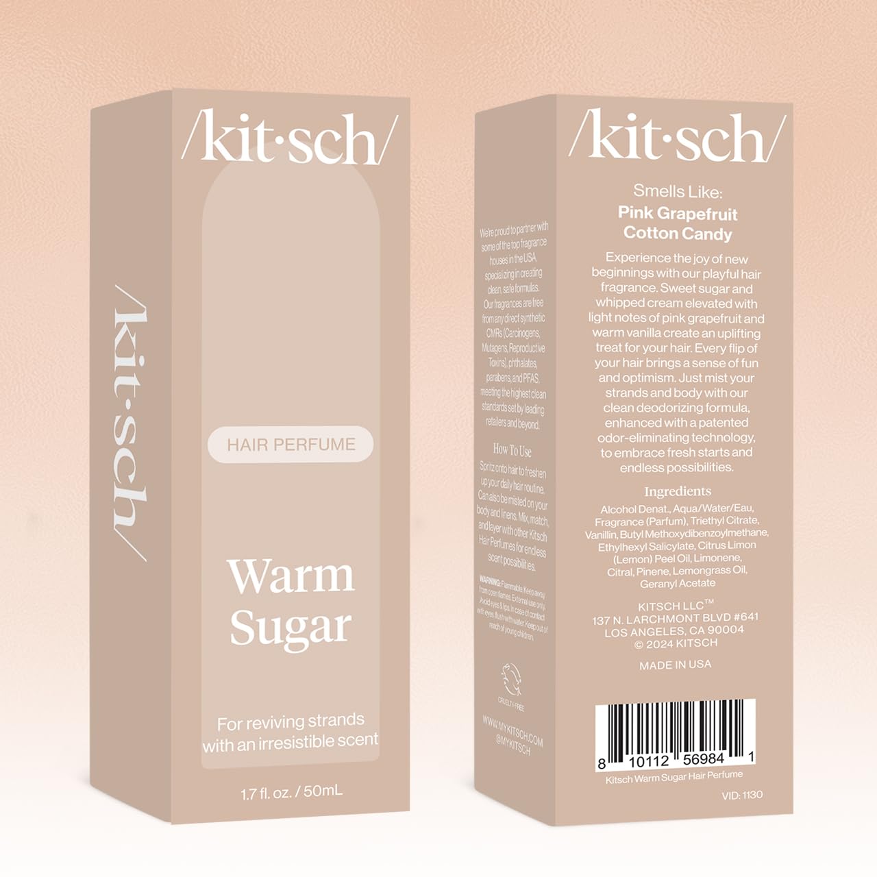 Kitsch Hair Perfume for Women - Warm Sugar | Clean, Deodorizing & Patented Odor-Eliminating Technology Hair Spray & Body Mist - Freshen Hair, Body & Pillows - Pink Grapefruit & Vanilla Scent - 50mL - Image 9