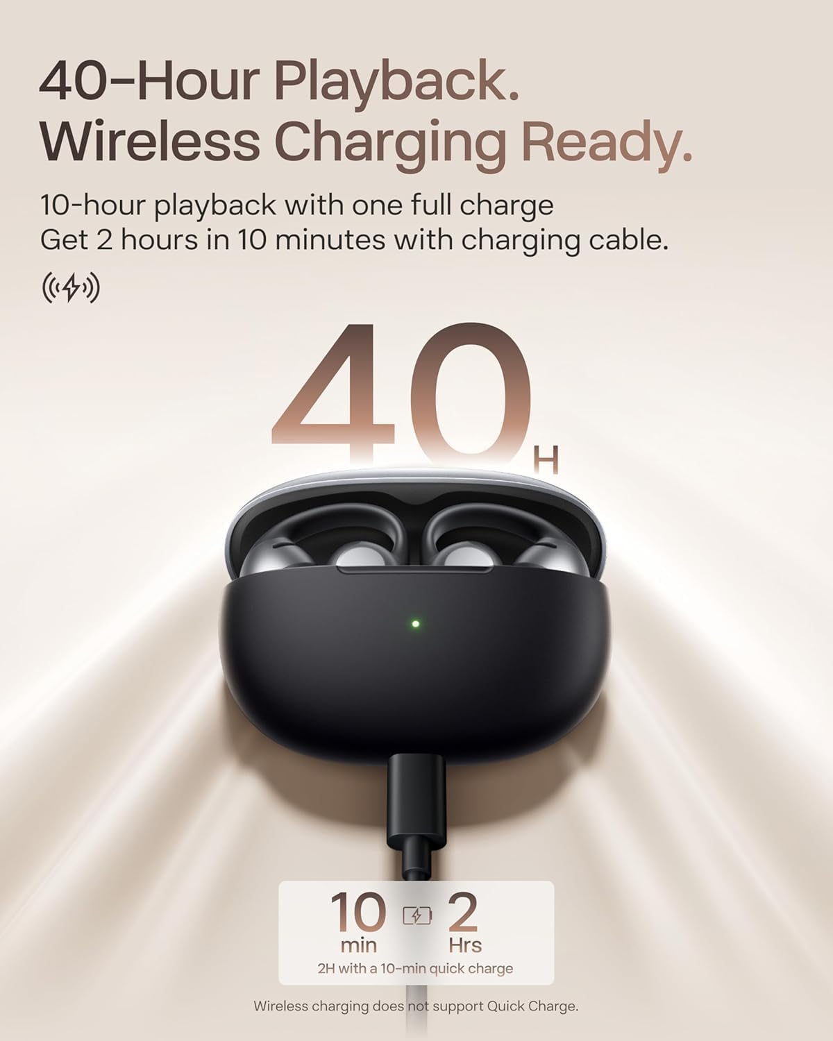 SHOKZ OpenDots ONE-Open-Ear Headphones, Clip-On Earbuds-Wireless Bluetooth Earbuds with Microphone-Secure, Lightweight, Comfort-Premium Dolby Audio-Water Resistant-Fast Charging-Up to 40 hrs Playtime - Image 2