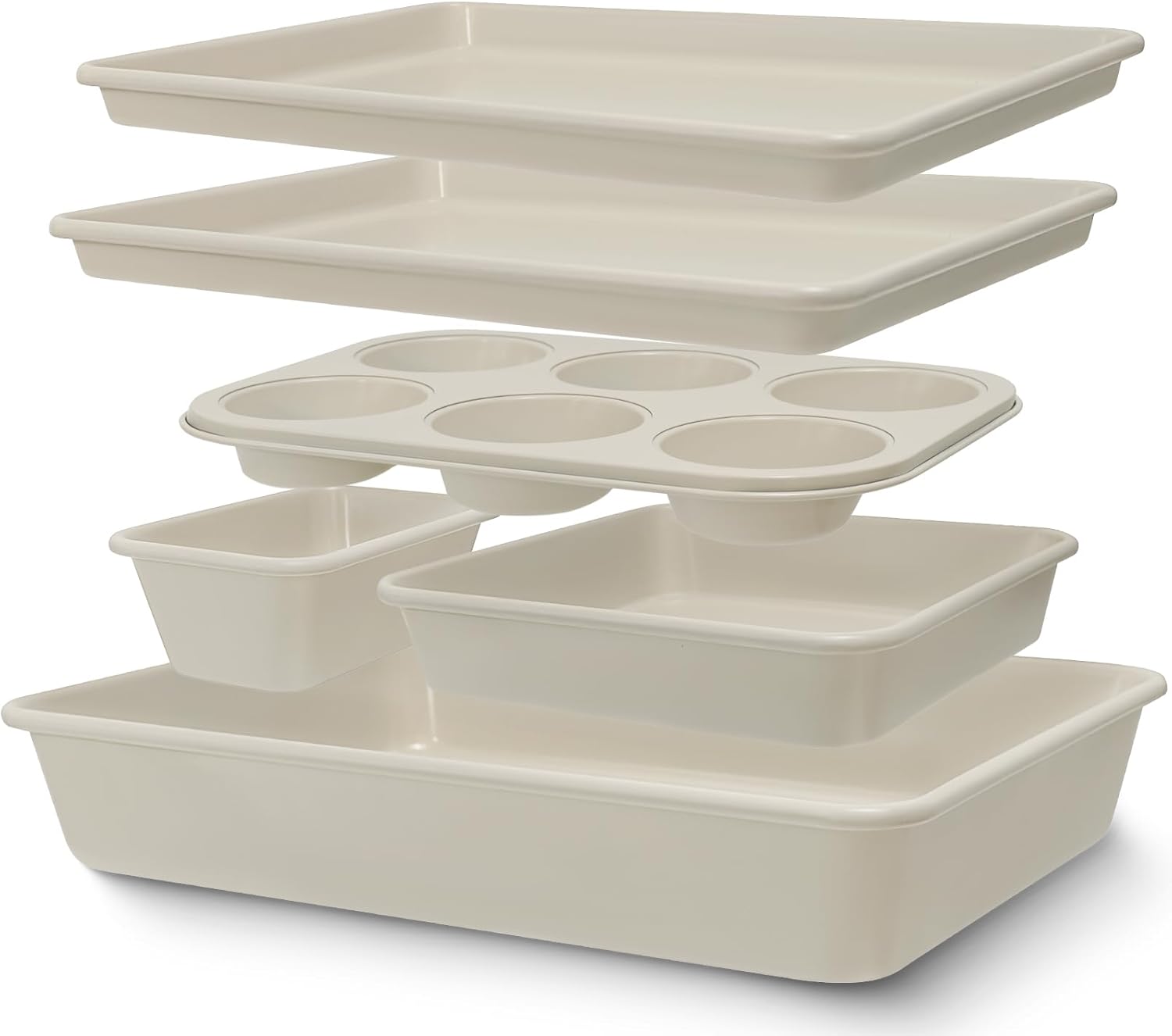 Baking Pans Set, Nonstick Bakeware Sets, Oven Pans for Cooking, AIVIKI 6 Pieces Baking Set Including Cookie Sheet, Deep Roaster Pan, Square Pan, Loaf Pan, Muffin Pan, Carbon Steel Baking Set