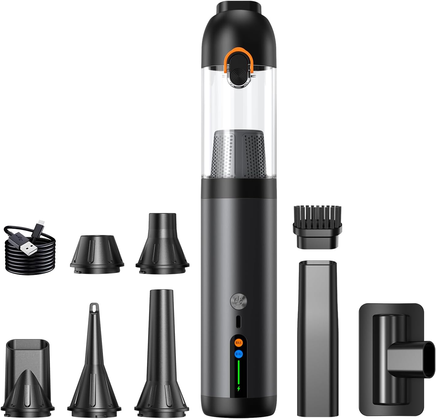 Car Vacuum Portable Cordless,18000Pa 4in1 Portable Handheld Cleaner Vacuum &Air Duster 2 Suction Modes Power Blowing&Inflating, Brushless Motor Vacuum with Multi Nozzles for Car,Keyboards, Office,Pet