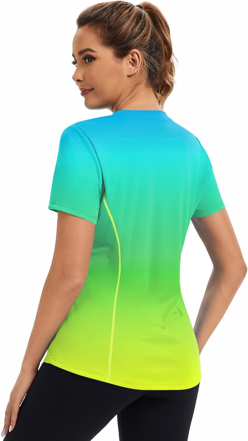AVOOGUE Women's Short Sleeve Workout Tops Quick Dry Athletic UPF50+ Sun Protection Shirts Gym Hiking Running Yoga Clothes - Image 4