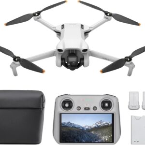 DJI Mini 3 Fly More Combo (DJI RC), Drones with Camera for Adults 4K, 3 Batteries for 114-min Flight Time, Vertical Shooting, 32800ft (10km) Video Transmission, Lightweight Mini Drone for Beginners