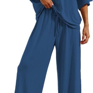 Ekouaer Pajama Sets for Women 2 Piece Lounge Set Short Sleeve Tops and Long Pants Soft Comfy Pjs Sleepwear Outfits S-XXL