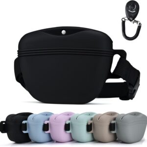 Pet Training Snack Pouch with Clicker 2.0 Upgraded Magnetic Closure, 1.66 Cup Silicone Belt for Dog Treats，Perfect for Exercising and Walking
