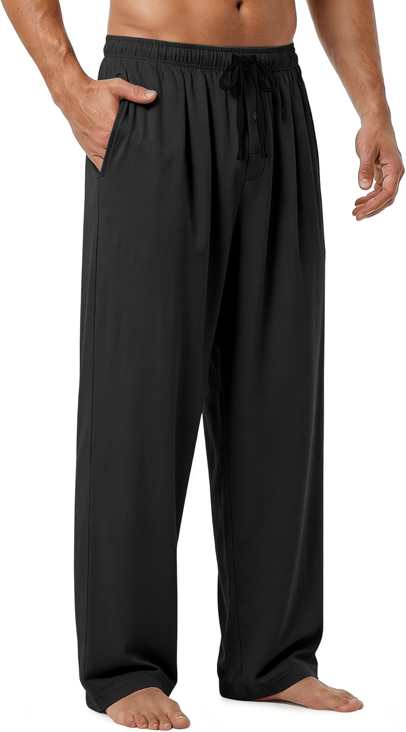 Mens Pajama Pants - Moisture Wicking Bamboo Viscose Cotton Soft Cooling Sleep Bottoms for Home & Lounge