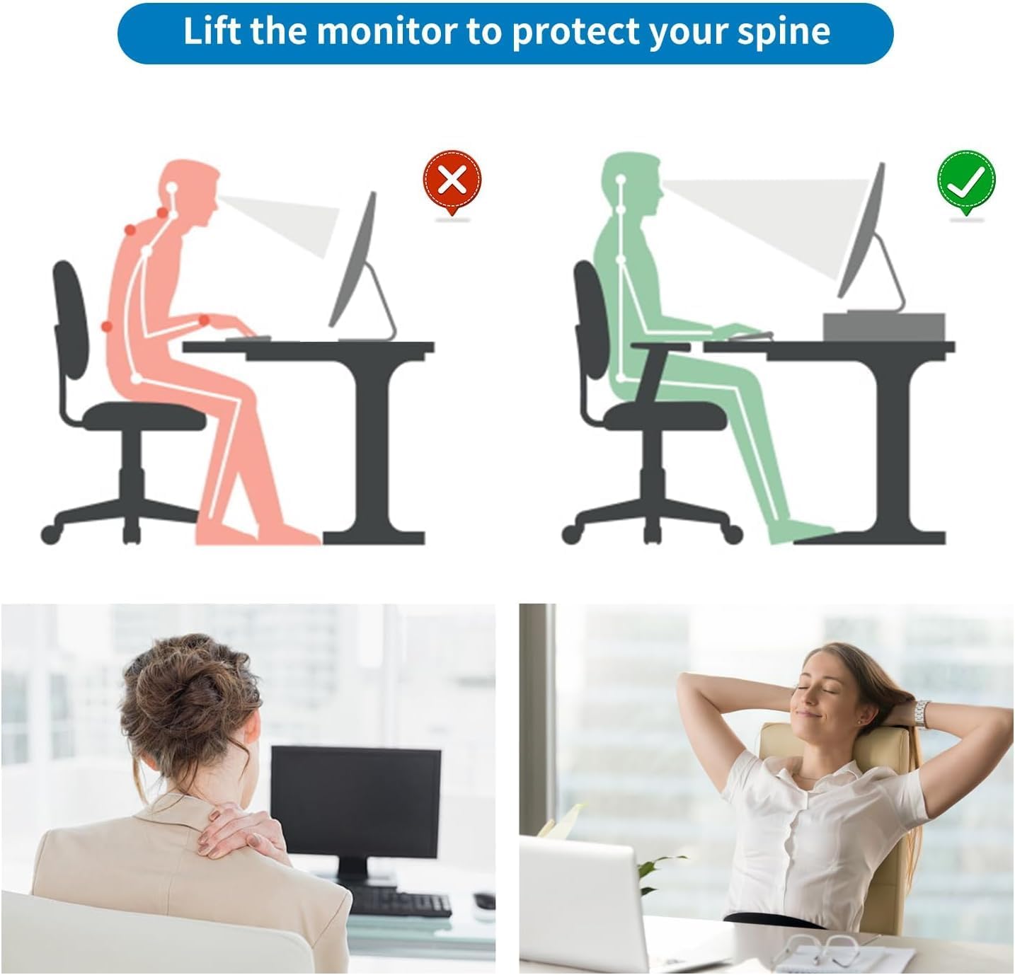 gianotter Computer Monitor Stand Riser, Desk Organizers and Accessories with Drawer, Office Desk Accessories & Workspace Desktop Organizers Storage for Printer Stand (Black) - Image 4