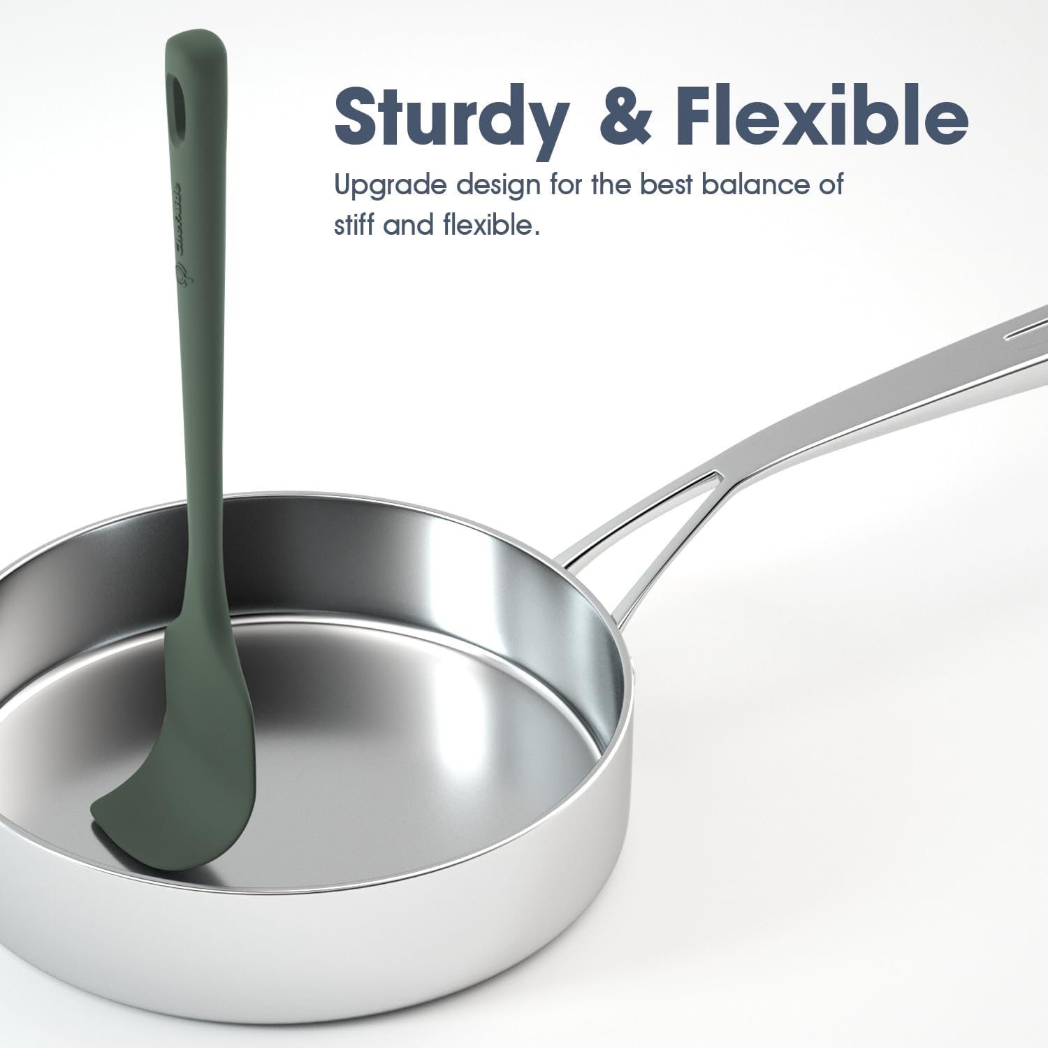 ChefAide 5 Pieces Silicone Spatula Set, Food Grade Rubber Spatula, Upgrade Strong Handle with Ergonomic Grip, Heat Resistant Up to 600°F for Nonstick Cookware, Cooking - Image 4