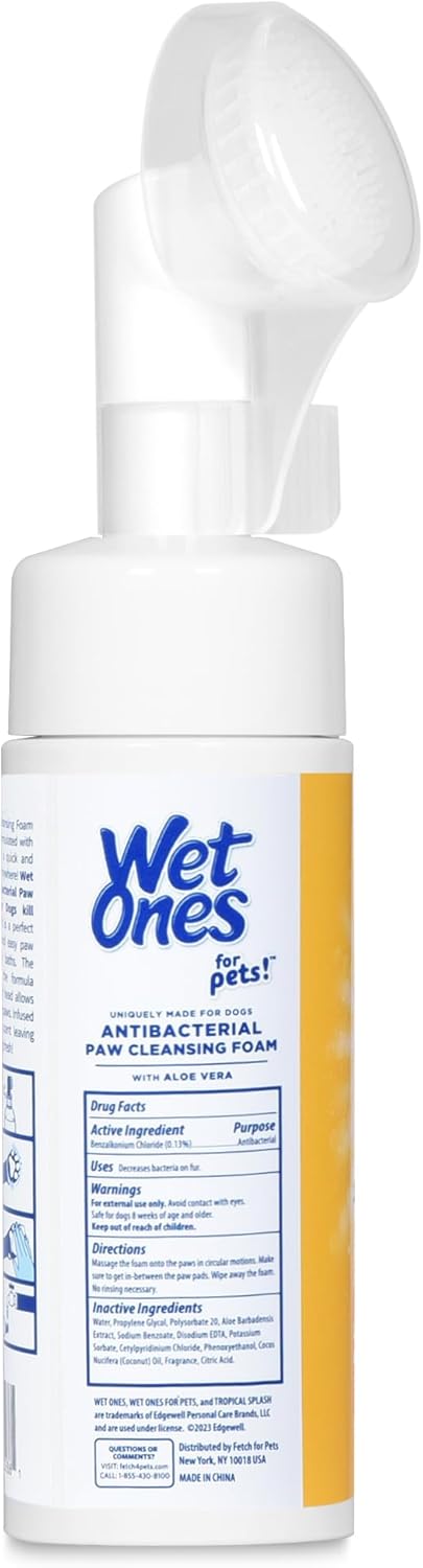 Wet Ones for Pets Antibacterial Dog Paw Cleaner with Built-in Scrubber Brush, Tropical Splash Scent - Foaming Cleanser for Dog Paws - Paw Washer & Grooming Care, 5 Ounce - Image 7