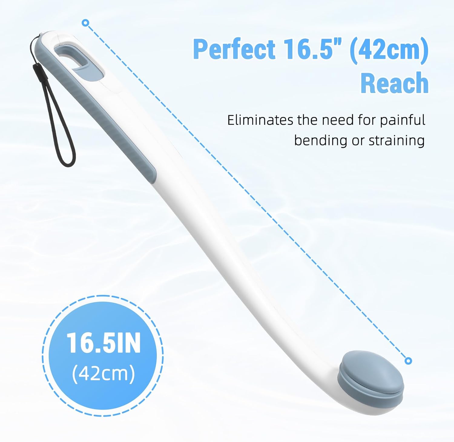 Toilet Aids for Wiping Bottom, 16.5" Long Reach Comfort Wipe - Butt Wiper Tool with Replaceable Head & Wrist Strap - Bottom Buddy Wiping Aid for Elderly, Disabled, Overweight, Post-Surgery - Image 7
