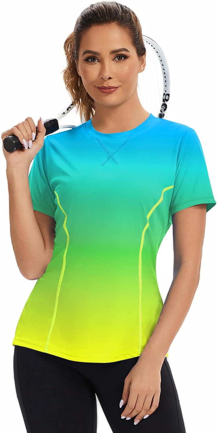 AVOOGUE Women's Short Sleeve Workout Tops Quick Dry Athletic UPF50+ Sun Protection Shirts Gym Hiking Running Yoga Clothes - Image 5