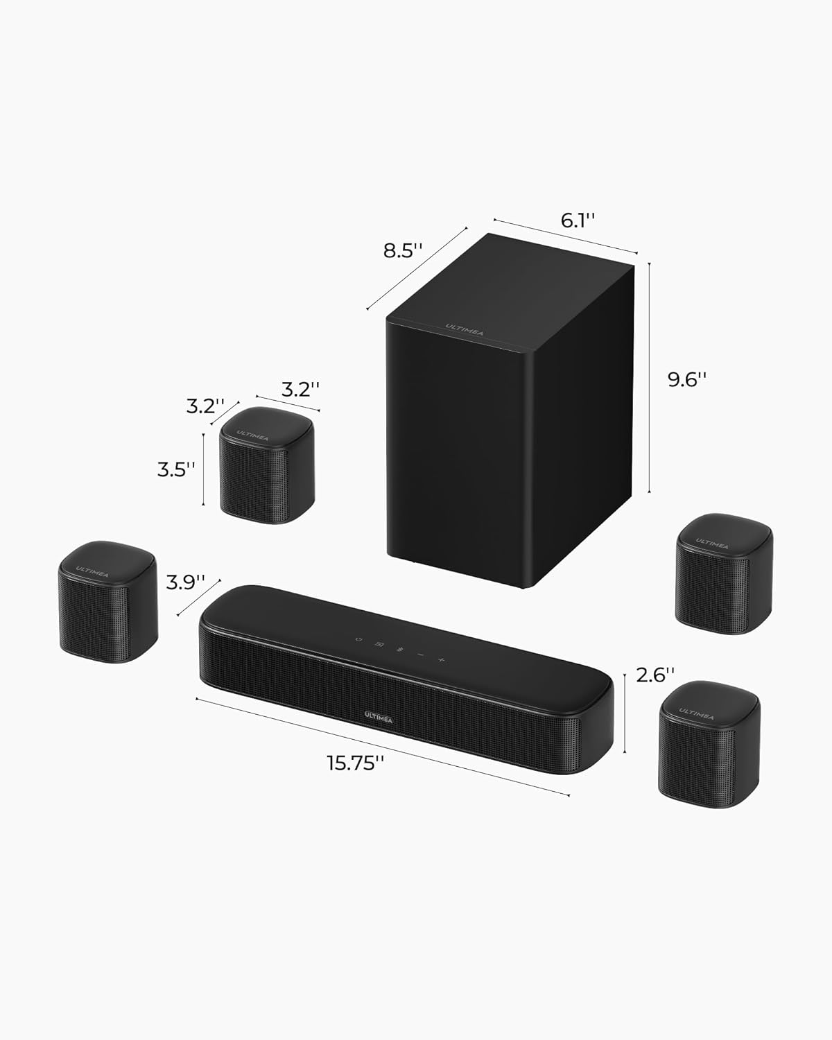 ULTIMEA 7.1ch Surround Sound Bar for Smart TV, with 4 Surround Speakers, Peak Power 330W, Surround Sound System Soundbar with Subwoofer, HDMI ARC, Bluetooth 6.0, Optical, Aux, Aura A40 Pro, 2026 Model - Image 9