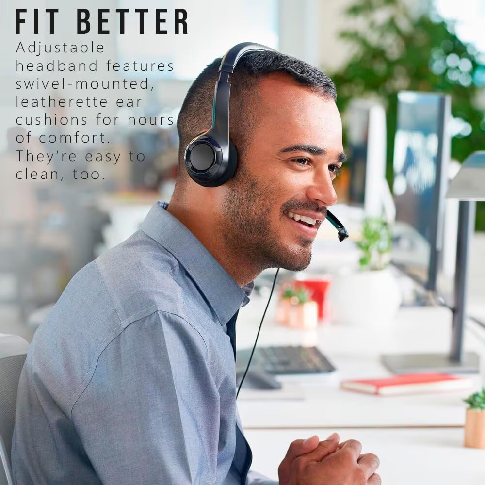 Logitech H390 Wired Headset for PC/Laptop, Stereo Headphones with Noise Cancelling Microphone, USB-A, in-Line Controls, Works with Chromebook - Black - Image 2