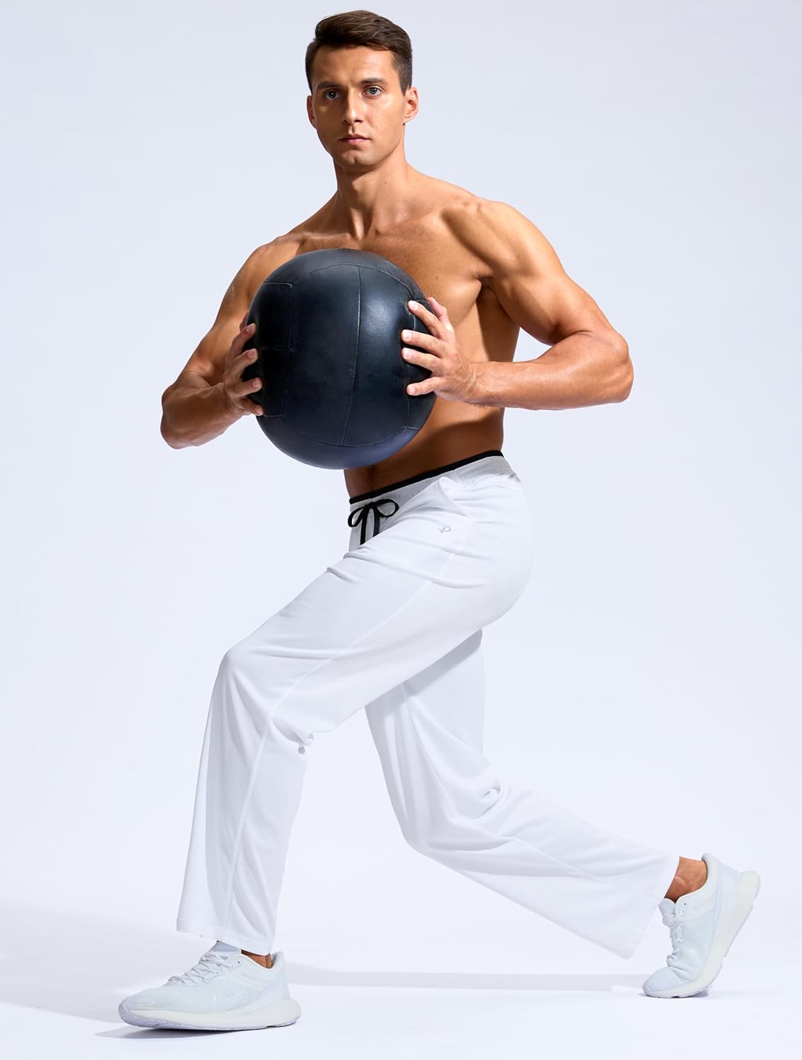 Pudolla Men's Lightweight Mesh Sweatpants Loose Fit Open Bottom Athletic Workout Gym Pants with Zipper Pockets - Image 3