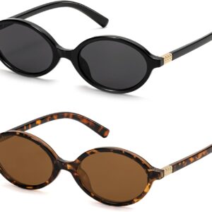 ViewJoy Retro Oval Sunglasses for Women Vintage 90s Y2K Trendy Designer Sun Glasses