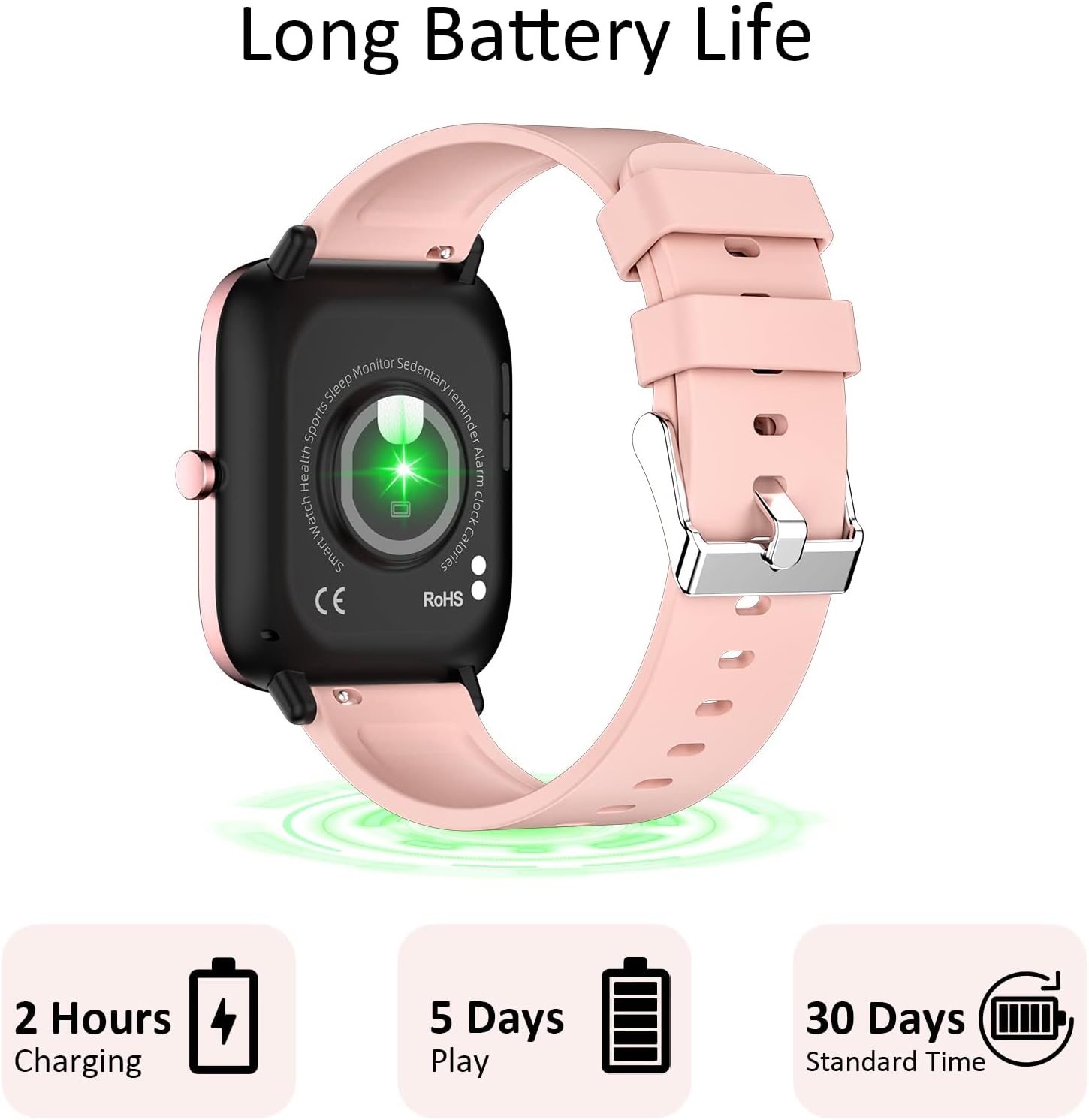 Smartwatch for Women - Call, Fitness Tracker, Heart Rate & Sleep Monitor, 1.69" Touch Screen, Waterproof - For Android & iPhone, Pink - Image 9