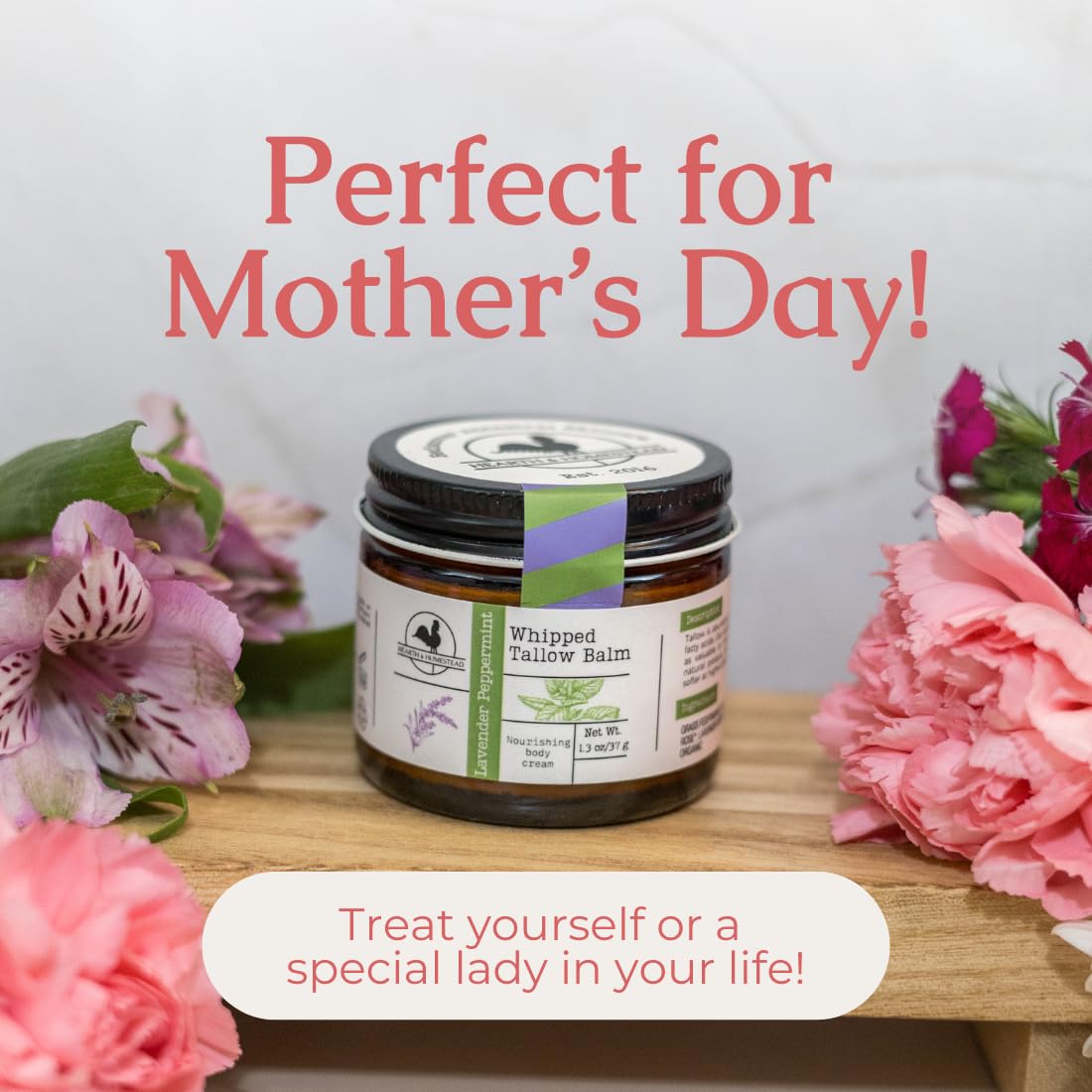 Hearth and Homestead: Handmade Whipped Tallow Balm (Lavender Peppermint): Organic Body Butter with Infused Olive Oil- 1.3 oz - Image 4