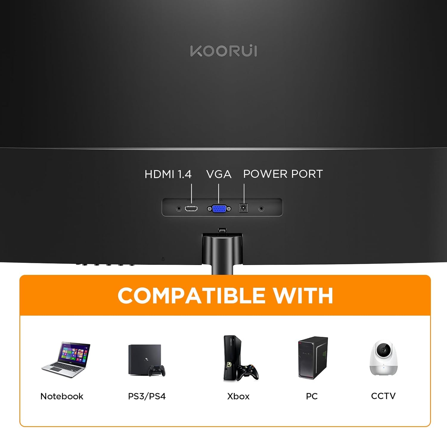 KOORUI 24 inch Curved Monitor, Full HD 1080P Curved Computer Monitor, 100Hz 1500R PC Screen, TÜV Rheinland Certified, HDMI VGA, Tilt Adjustment, LCD Display, Eye Care, Black 24N5CA - Image 5